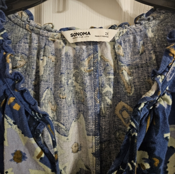 Sonoma Floral Blue Sleeveless Dress Size 2X - Picture 2 of 4